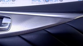 Door trim card front right Infiniti Q50 14-15 gray with black insert leather, armrest black leather, molding gray structure, without backlight, dents, scratches, abrasions