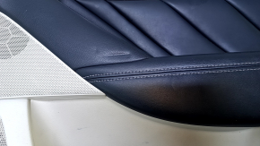 Door trim card front right Infiniti Q50 14-15 gray with black insert leather, armrest black leather, molding gray structure, without backlight, dents, scratches, abrasions