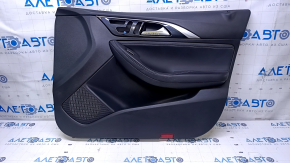 Door trim card front right Infiniti QX30 17- black with black insert leather, armrest black leather, molding black gloss for memory and seat adjustment, dents, bumps, scratches, abrasions