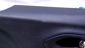 Door trim card front right Jeep Cherokee KL 14-18 black with black insert cloth, armrest gray leather, molding dark wood structure, scratches, abrasions, dents