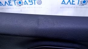 Door trim card front right Jeep Cherokee KL 14-18 black with black insert cloth, armrest gray leather, molding dark wood structure, scratches, abrasions, dents, bumps
