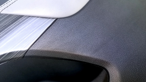 Door trim card front right Jeep Cherokee KL 14-18 black with black insert cloth, armrest gray leather, molding dark wood structure, scratches, abrasions, dents, bumps