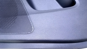 Door trim card front right Jeep Cherokee KL 14-18 black with black insert cloth, armrest gray leather, molding dark wood structure, scratches, abrasions, dents, bumps