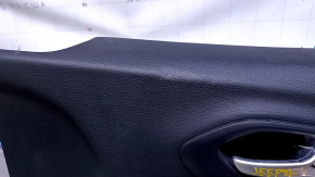 Door trim card front right Jeep Cherokee KL 14-18 black with black insert cloth, armrest black leather, molding dark wood structure, dents, scuffs, abrasions, scratches