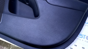 Door trim card front right Jeep Cherokee KL 14-18 black with black insert cloth, armrest black leather, molding dark wood structure, dents, scuffs, abrasions, scratches