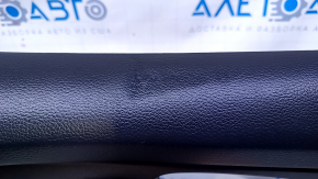 Door trim card front right Nissan Rogue 14-20 black, with black plastic insert, armrest black leather, molding graphite structure, dents, abrasions, scratches