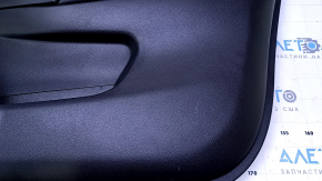 Door trim card front right Nissan Rogue 14-20 black, with black plastic insert, armrest black leather, molding graphite structure, dents, abrasions, scratches