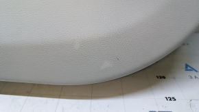 Door trim card front right Jeep Compass 17 - gray with black insert leather, armrest black leather white stitching, plastic turned white, dent, scuffs