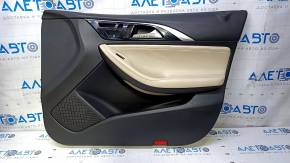 Door trim card front right Infiniti QX30 17- black with beige insert leather, armrest leather beige, molding black gloss for memory and seat adjustment, scratches, scuffs, dents, abrasions, you