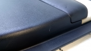 Door trim card front right Jeep Cherokee KL 14-18 black with beige insert leather, armrest black leather brown stitching, molding dark wood structure, dent, scratches for cleaning