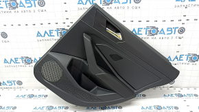 Door trim card rear right VW Jetta 19- black with black insert plastic, armrest leather, scratch, worn