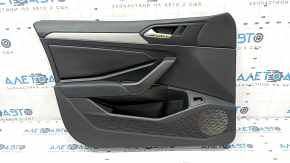 Door trim card front left VW Jetta 19- black with black insert leather, armrest leather, molding gray, dent