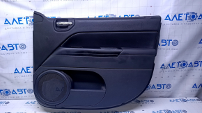 Door trim card front right Jeep Compass 11-16 black with black insert leather, rubber armrest, dent, scuffs, scratches