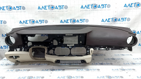 Torpedo front panel with AIRBAG Mercedes W213 E 17-23 without projection, leather brown + beige