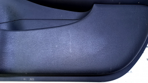 Door trim card front right Nissan Leaf 13-17 black with black insert leather, armrest black leather, bumps, scratches, abrasions, dents, cut on leather