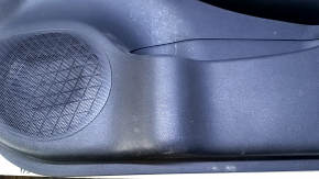 Door trim card front right Nissan Leaf 13-17 black with black insert leather, armrest black leather, bumps, scratches, abrasions, dents, cut on leather