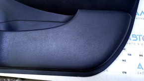 Door trim card front right Nissan Leaf 13-17 black with black insert leather, armrest black cloth, scratches, abrasions