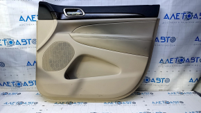 Door trim card front right Jeep Grand Cherokee WK2 14-16 beige with beige insert leather, armrest beige leather, molding dark wood structure, scuffs, bumps, scratches