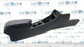 Central console armrest and cup holders VW Jetta 19- leather black, white stitching, for heated rear seats, scratches