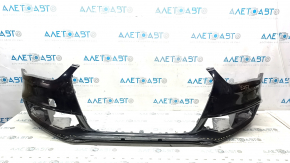 Bare front bumper Audi A4 B8 13-16 rest, black LY9B, for headlight washers, dents, scratches, broken fasteners