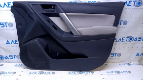 Door trim card front right Subaru Forester 14-18 SJ black with gray insert cloth, armrest gray cloth, scuffs, scratches, for dry cleaning
