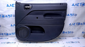 Door trim card front right Jeep Patriot 11-17 black with black insert plastic, armrest black plastic, under fur window lifter, scratches, abrasions 