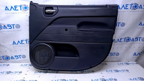 Door trim card front right Jeep Patriot 11-17 black with black insert plastic, armrest black plastic, under fur window lifter, scratches, abrasions