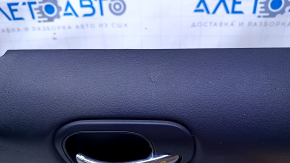 Door trim card front right Jeep Patriot 11-17 black with black insert leather, armrest black leather, dents, scratches, bumps, abrasions