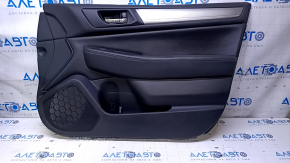 Door trim card front right Subaru Legacy 15-19 black with black insert leather, armrest black leather, gray molding structure, dent, abrasions, scratches