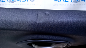 Door trim card front right Jeep Cherokee KL 14-18 black with black insert cloth, armrest black leather, molding dark wood structure, dents, bumps, abrasions, scratches