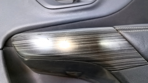 Door trim card front right Jeep Cherokee KL 14-18 black with black insert cloth, armrest black leather, molding dark wood structure, dents, bumps, abrasions, scratches