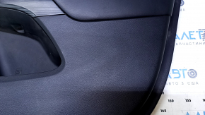 Door trim card front right Jeep Cherokee KL 14-18 black with black insert cloth, armrest black leather, molding dark wood structure, dents, bumps, abrasions, scratches