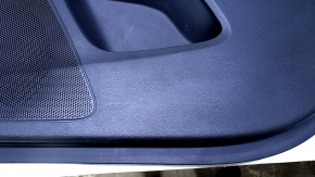 Door trim card front right Jeep Cherokee KL 14-18 black with black insert cloth, armrest black leather, molding dark wood structure, dents, bumps, abrasions, scratches