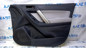 Door trim card front right Subaru Forester 14-18 SJ black with gray insert cloth, armrest gray cloth, scuffs, scratches, for dry cleaning
