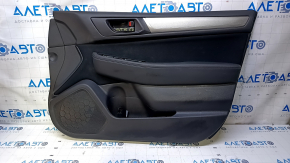 Door trim card front right Subaru Outback 15-19 black with black insert cloth, armrest black leather, gray molding structure, scratches, abrasions, dent