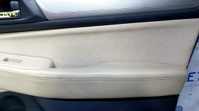 Door trim card front right Subaru Outback 15-19 black with beige insert cloth, armrest beige leather, gray molding structure, scratches, abrasions, for dry cleaning
