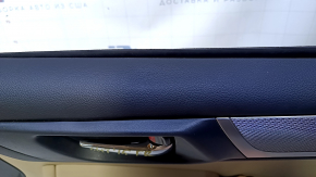 Door trim card front right Subaru Outback 15-19 black with beige insert leather, armrest beige leather, gray molding structure, scratches, abrasions, bump, dent