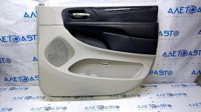 Door trim card front right Dodge Grand Caravan 11-20 gray with black leather insert, armrest black leather, molding black gloss, scratches, dent, abrasions