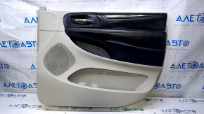 Door trim card front right Dodge Grand Caravan 11-20 gray with black leather insert, armrest black leather, molding black gloss, scratches, bumps, scuffs, abrasions