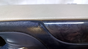 Door trim card front right Dodge Grand Caravan 11-20 gray with black leather insert, armrest black leather, molding black gloss, scratches, bumps, scuffs, abrasions