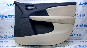 Door trim card front right Dodge Journey 11- black with light beige insert leather, armrest beige leather, scratches, abrasions, bumps