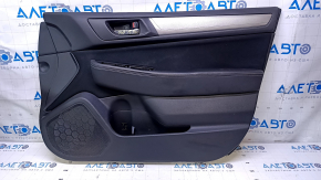 Door trim card front right Subaru Outback 15-19 black with black insert cloth, armrest black leather, gray molding structure, scratches, abrasions, dents, scuffs