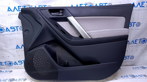 Door trim card front right Subaru Forester 14-18 SJ black with gray insert cloth, armrest gray cloth, scuffs, scratches