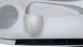 Door trim card front right Nissan Versa 12-19 usa gray with gray insert cloth, armrest gray plastic, scratches, abrasions, whitened plastic