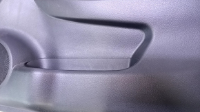 Door trim card front right Nissan Rogue 14-20 black with black insert plastic, molding under carbon gloss, armrest black leather, dent, scratches, abrasions