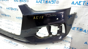 Bare front bumper Audi A5 F5 17-19 for parking sensors premium, prestige, blue, broken fasteners