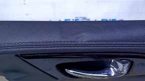 Door trim card front right Nissan Maxima A36 16- beige with beige insert leather, armrest black leather, molding gray structure, dents, abrasions, scratches, pokes
