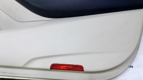 Door trim card front right Nissan Maxima A36 16- beige with beige insert leather, armrest black leather, molding gray structure, dents, abrasions, scratches, pokes