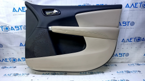 Door trim card front right Dodge Journey 11- black with light beige insert leather, armrest beige leather, scuffs, bumps