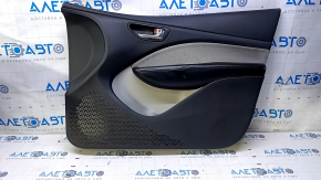 Door trim card front right Dodge Dart 13-16 black with light gray insert cloth, armrest black leather, scuffs, scratches, dents, dry cleaning